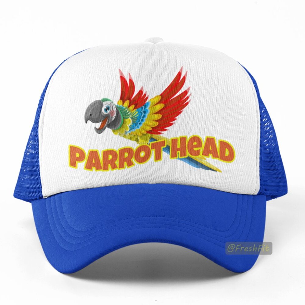 🆕Parrot Head Foam Trucker Hat Mesh Snapback Cap Blue/White